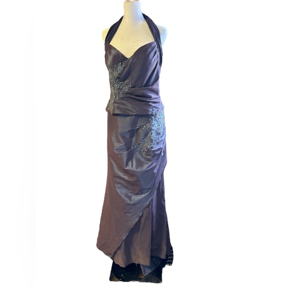 Cameron Blake by Moni Cheri, Size 12, Halter Style, with Jacket, Purple/Blue - Picture 3 of 16